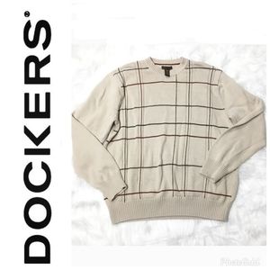 Dockers Mens Brown Red Striped Sweater